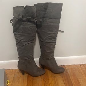 Grey over the knee boots
